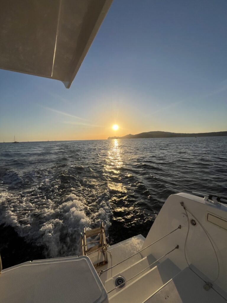 santorini sunset from catamaran